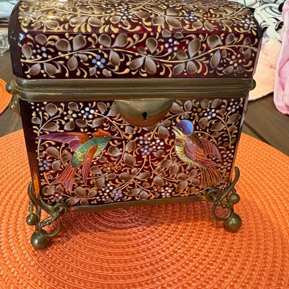 Rare Moser Vintage Antique 19 th century Bohemian Ornate enameled trinket box - Picture 2 of 14